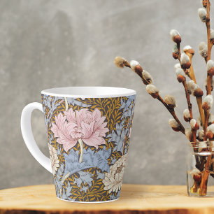 Chrysanthemum Pink Floral William Morris Latte Mug