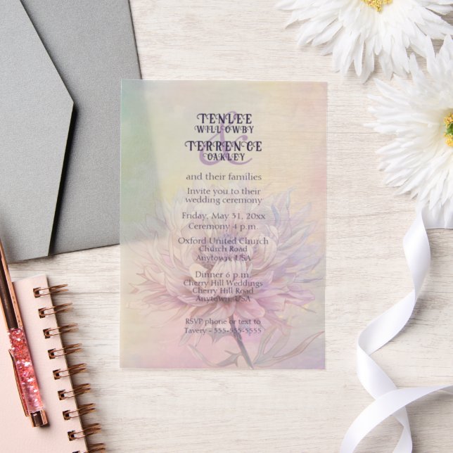 Chrysanthemum Pink Purple Wedding Invitation (Wedding)