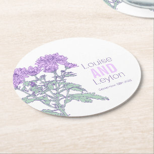 Chrysanthemum purple flower graphic paper coasters