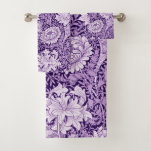 Chrysanthemum Purple, William Morris Bath Towel Set
