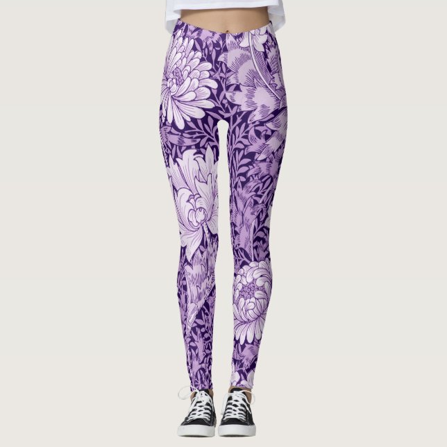 Chrysanthemum Purple, William Morris Leggings (Front)