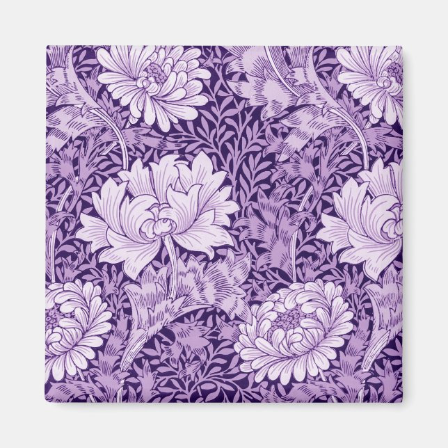 Chrysanthemum Purple, William Morris Magnet (Front)