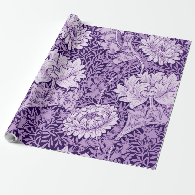 Chrysanthemum Purple, William Morris Wrapping Paper (Unrolled)