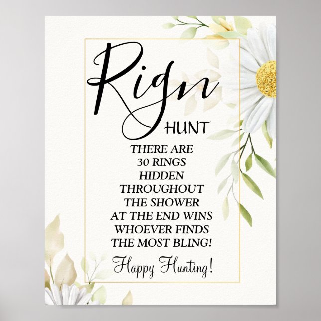 Chrysanthemum Ring Ring bridal shower game sign (Front)