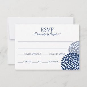 Chrysanthemum RSVP Postcard Navy Blue