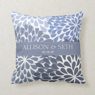 Chrysanthemum (Stonewash Blue) Wedding Shower Gift Cushion