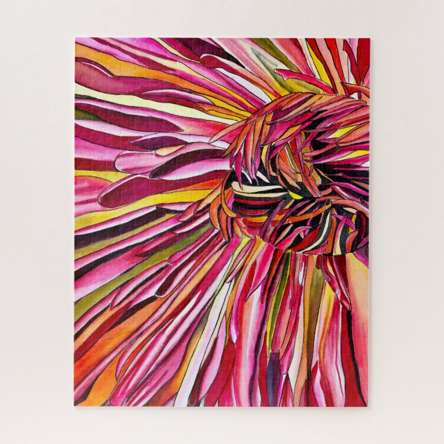 Chrysanthemum watercolor art flower jigsaw puzzle (Vertical)