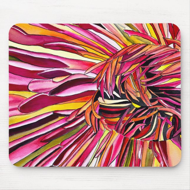 Chrysanthemum watercolor art flower mouse pad (Front)