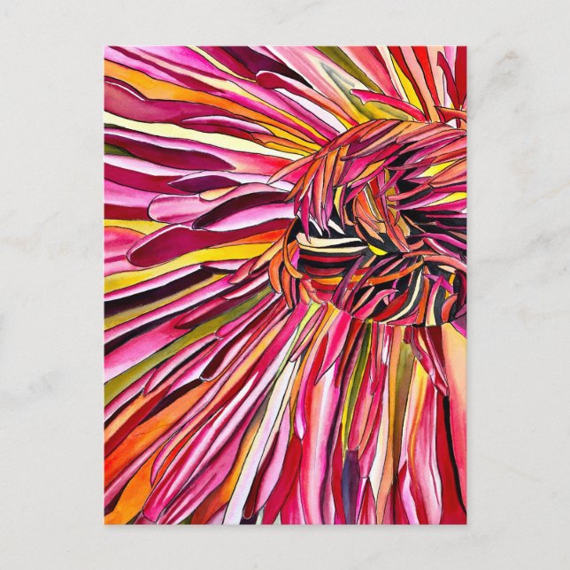 Chrysanthemum watercolor art flower postcard (Front)