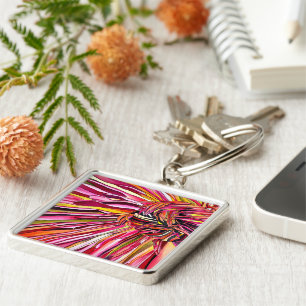 Chrysanthemum watercolor art flower poster canvas key ring