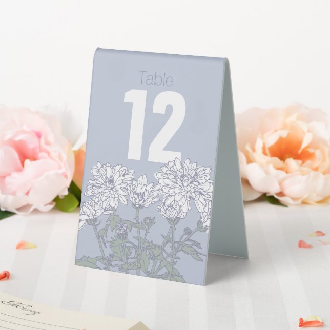 Chrysanthemum white flower wedding table numbers (In SItu (Wedding))