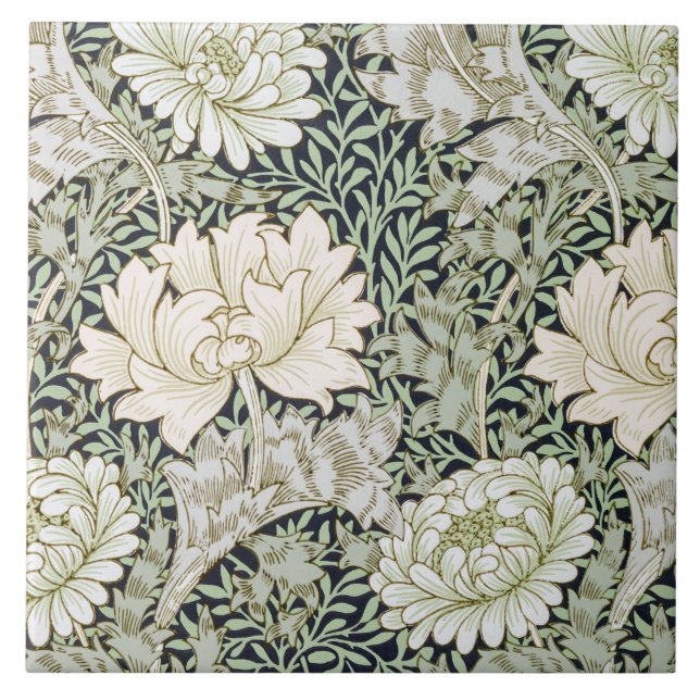 Chrysanthemum, William Morris Ceramic Tile (Front)