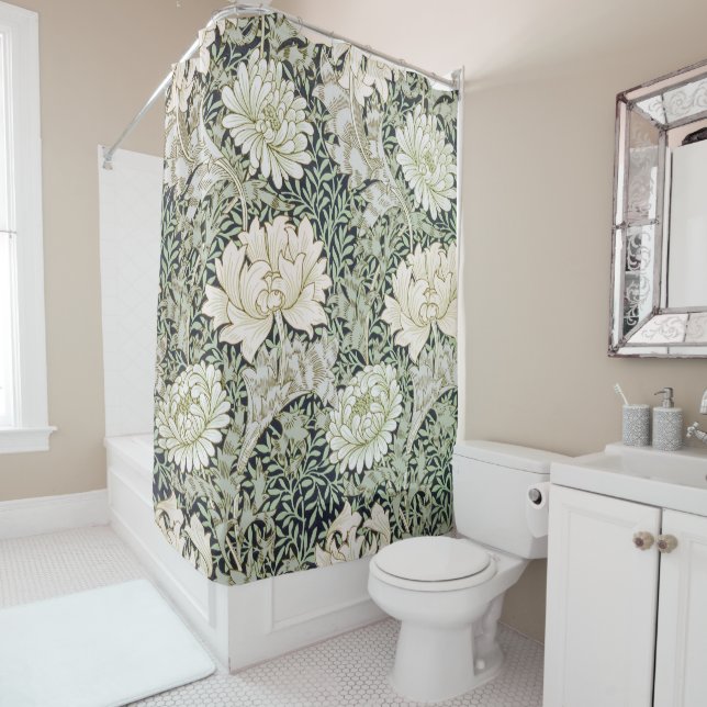 Chrysanthemum, William Morris Shower Curtain (In Situ)