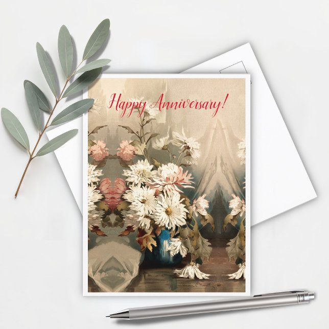 Chrysanthemums, anniversary  postcard (Creator Uploaded)