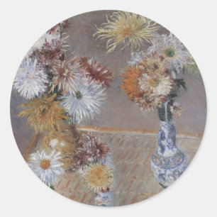 Chrysanthemums by Gustave Caillebotte Classic Round Sticker
