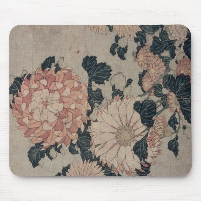 Chrysanthemums (colour woodblock) mouse pad (Front)