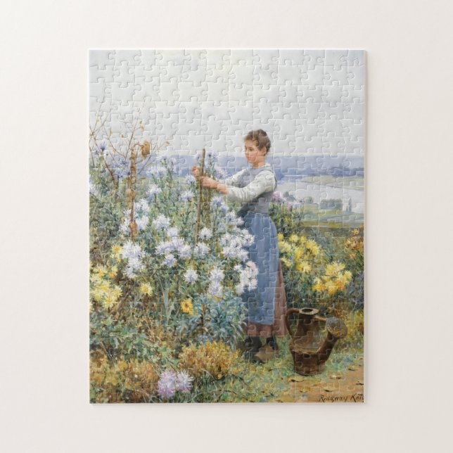 Chrysanthemums | Daniel Ridgway Knight Jigsaw Puzzle (Vertical)