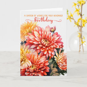 Chrysanthemums for November Birthday Card