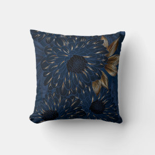 Chrysanthemums hand-drawn, elegant floral pattern. cushion
