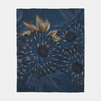 Chrysanthemums hand-drawn, elegant floral pattern. fleece blanket