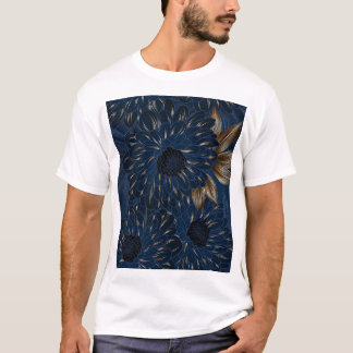 Chrysanthemums hand-drawn, elegant floral pattern. T-Shirt
