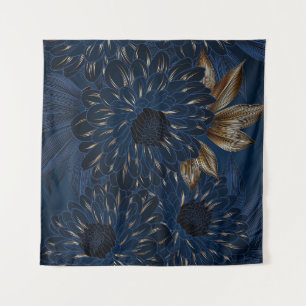 Chrysanthemums hand-drawn, elegant floral pattern. tapestry