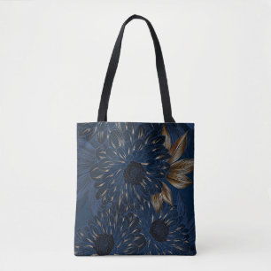 Chrysanthemums hand-drawn, elegant floral pattern. tote bag