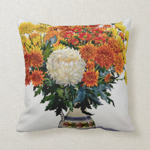 Chrysanthemums in a patterned jug 2005 cushion