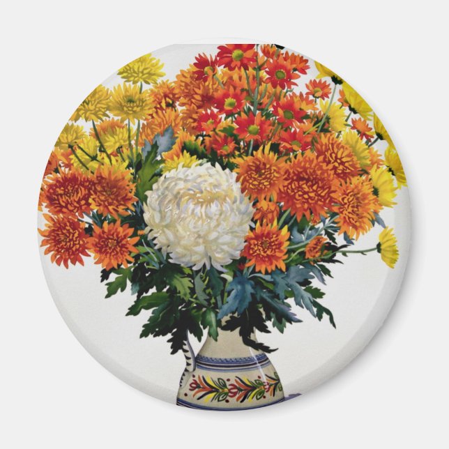 Chrysanthemums in a patterned jug 2005 magnet (Front)