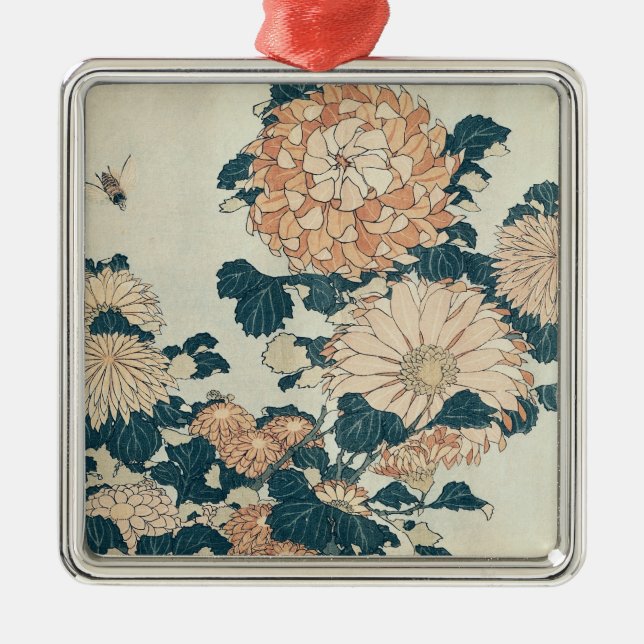 Chrysanthemums Metal Tree Decoration (Front)