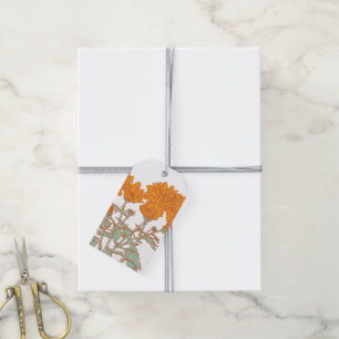 Chrysanthemums orange floral gift tags