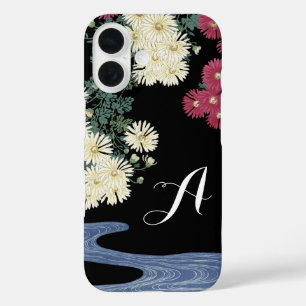 Chrysanthemums,Running Water, Japanese Floral iPhone 16 Case