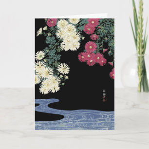 Chrysanthemums,Running Water ,Japanese Floral Holiday Card