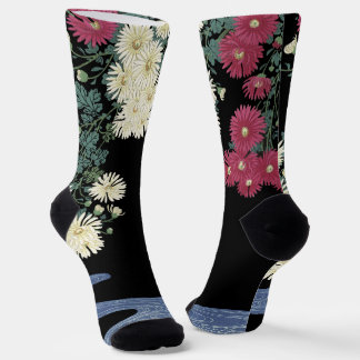 Chrysanthemums,Running Water ,Japanese Floral Socks