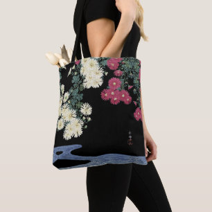 Chrysanthemums,Running Water ,Japanese Floral Tote Bag
