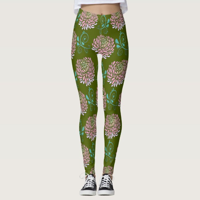 chrysanthemums swirls leggings (Front)