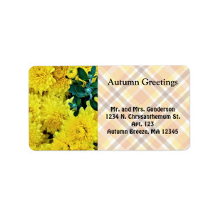 Chrysanthemums / Yellow Flowers / Fall Theme / Label