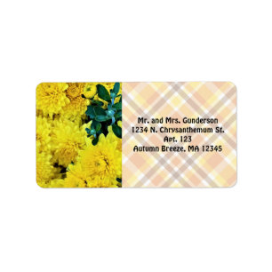 Chrysanthemums / Yellow Flowers / Fall Theme / Label