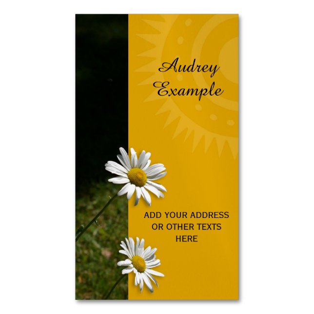 Chrysanths Flowers & Sun + your text & ideas Magnetic Business Card (Front Vertical)