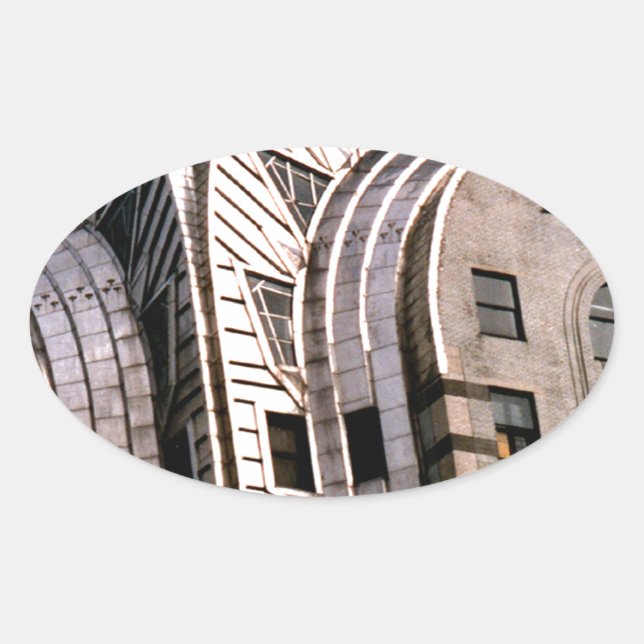 Chrysler Building: Close Up View Oval Sticker (Front)