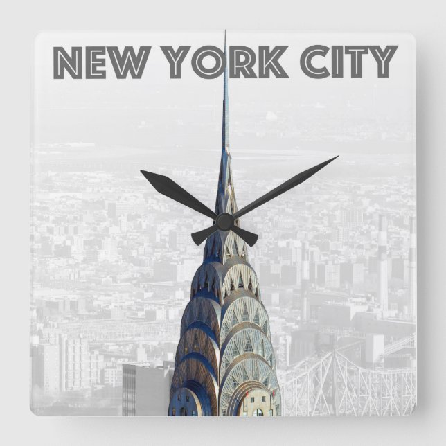 Chrysler Building New York City Square Wall Clock (Front)