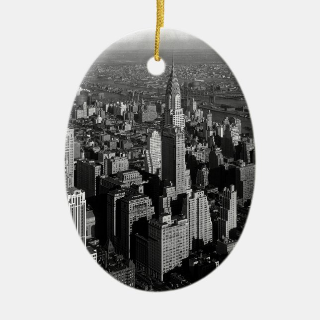 Chrysler Building New York Manhattan Ceramic Tree Decoration (Front)