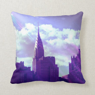 Chrysler Building - Purple - New York Fairy Tale Cushion