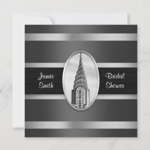 Chrysler Building Shower Invite Black, Silver