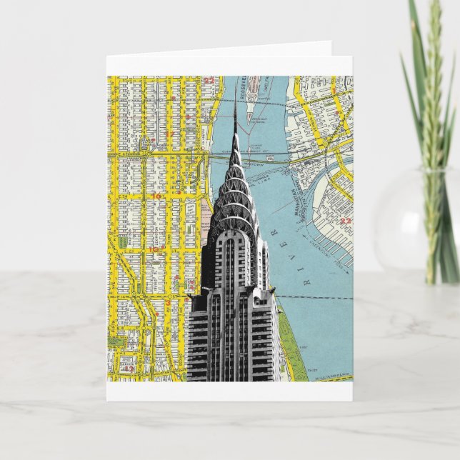 Chrysler Building with Map background Card (Front)