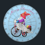 Chtistmas Dart Board Happy Gnome with Gifts<br><div class="desc">Merry Christmas - Funny Gnome with Bike and Gifts - Cartoon Drawing Fun Happy Little Gnome - Choose / Add Your Unique Text - Name / Font / Colours - Make Your Special Gift - Resize and move or remove and add elements / image with customisation tool ! - Drawing...</div>