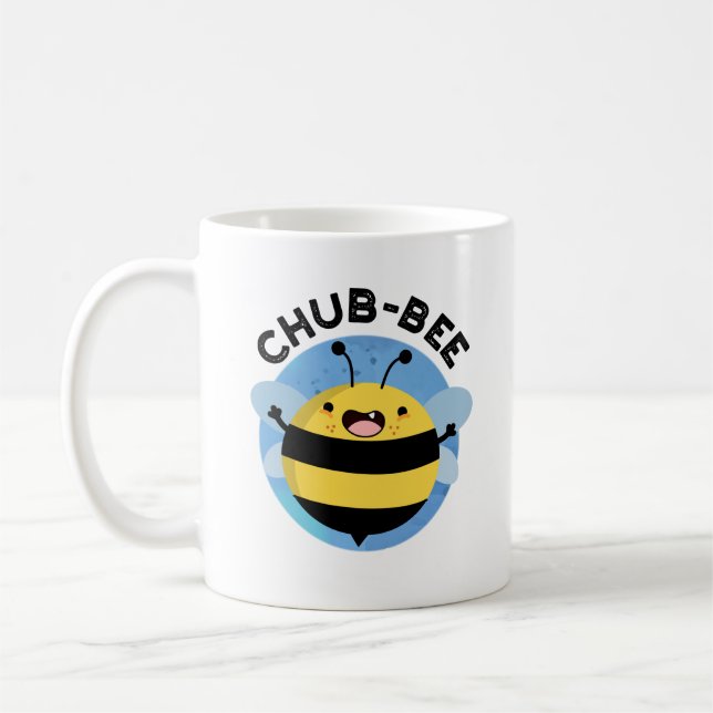 Chub-bee Funny Chubby Bee Pun  Coffee Mug (Left)