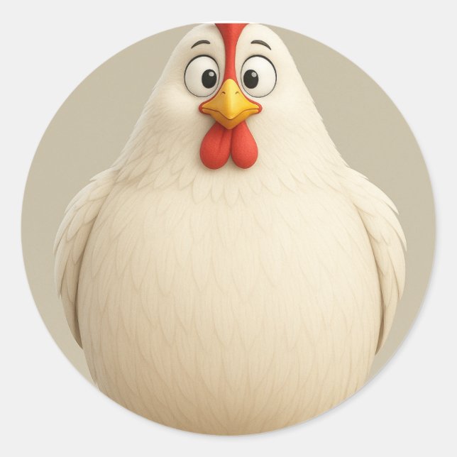 Chubby Adorable Cartoon Chicken Sticker (Front)