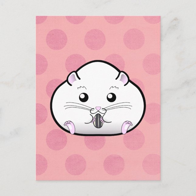 Chubby All White Russian Dwarf Hamster Postcard (Front)