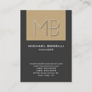 Chubby beige grey unique monogram business card